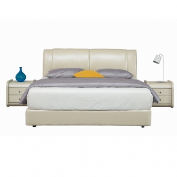 dreams white faux leather bed sale with side table