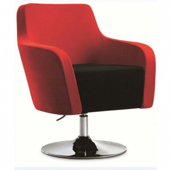 red fabric covered chair stool with gas lift for sale