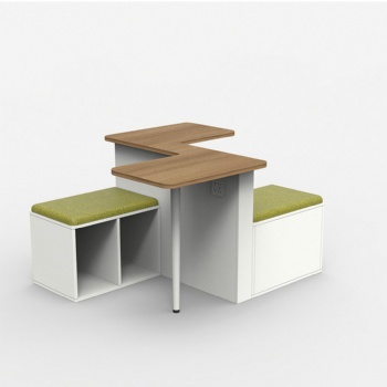 company office public area rest reading table with storage and stool