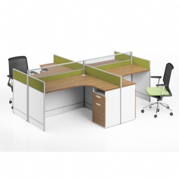 L shape workstion desk with glass partition wholesale