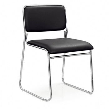 synthetic leather upholstered back and seat with chrome base