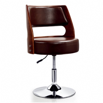 bent wood back synthetic leather upholstered back and seat with gas lift and chrome base bar stools