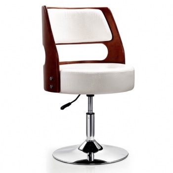  bent wood back synthetic leather upholstered back and seat with gas lift and chrome base bar stools	