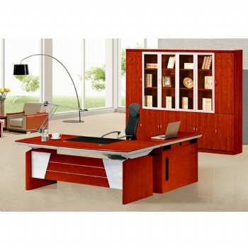 government use l shape office desk with hutch and storage filing cabinet