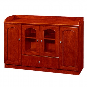  walnut veneer finish side storage tea table cabinet for office use	