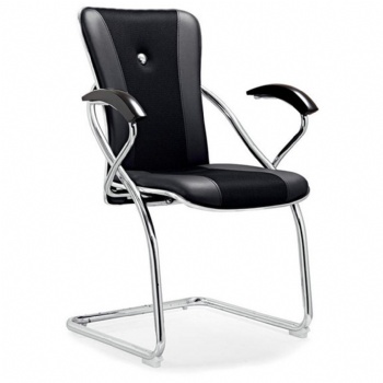armchair office guest chair faux leather covered and chrome base