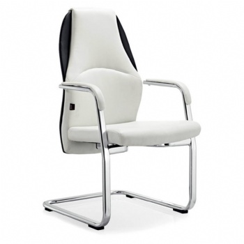 stylish white guest office chair with fixed chrome base for sale